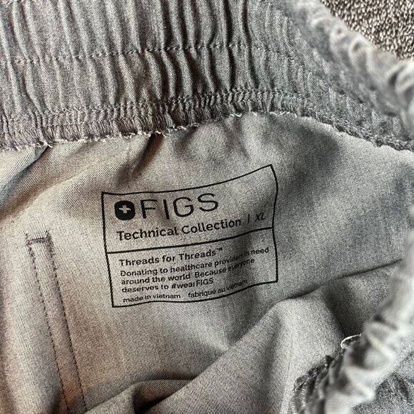 Figs Gray Joggers with Teal Drawstrings - Picture 3 of 9